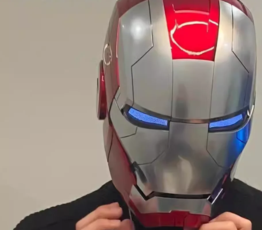 Casco de Iron Man de los Vengadores con apertura y cierre automático eléctrico MK5 JARVIS LED, máscara de cosplay, juguete para niños, adultos, niños y niñas, disfraz.