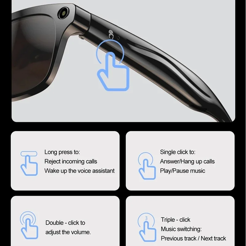 XIAOMI 1080P HD AI نظارات فوتوكروميك ذكية GPT كاميرا بلوتوث دعوة 260 Mah بطارية صوت مساعد التحكم النظارات الذكية