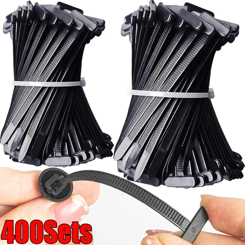 5-400set Self-locking Cable Ties Buckle Nylon Heavy Duty Pin Button Zip Tie for Car Daily Repair Wire Management Fastener Straps