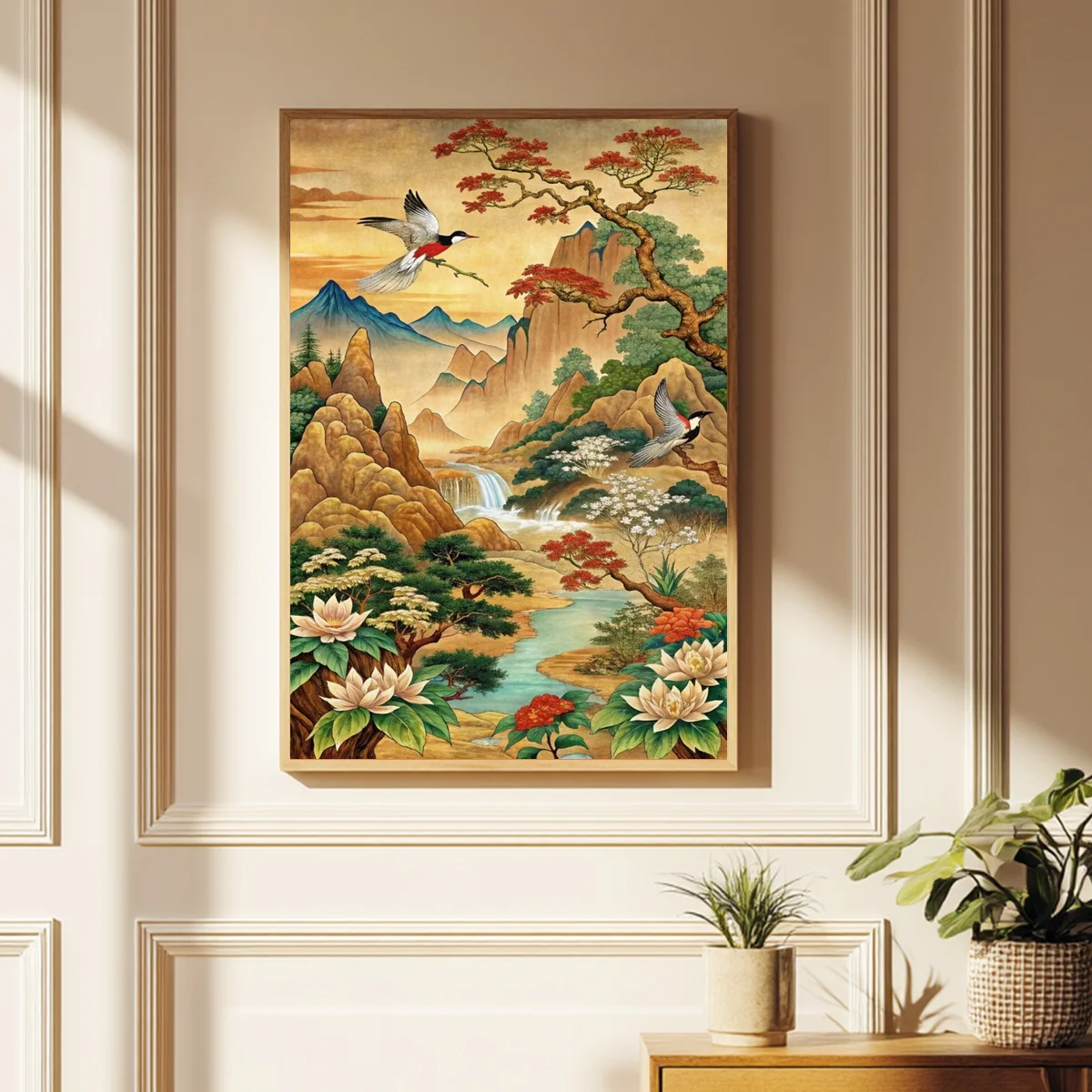 1 Stück 40x60cm/15,7x23,6 Zoll, 11Ct/14Ct Kreuzstich-Set, DIY Valentinstagsgeschenk, Stickerei-Set für Festivals, Chinesische Landschaft mit B – Detail 2