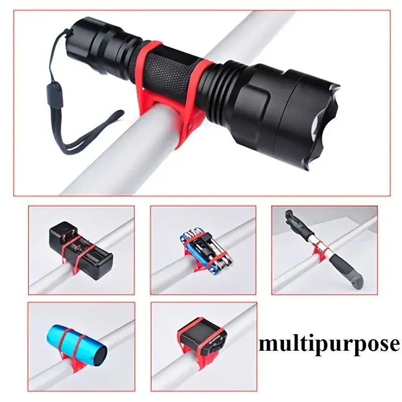 3/5PcsMountain Road Bike Torch Silicone Strap Phone Flashlight Bands Elastic Bandage Bicycle Light Mount Holder Bike Accessories