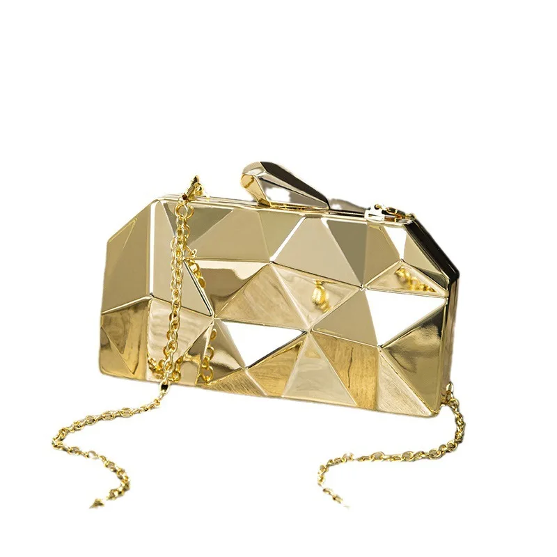 Advanced geometric style dinner bag, European and American fashion handheld small bag, chain, one shoulder crossbody bag