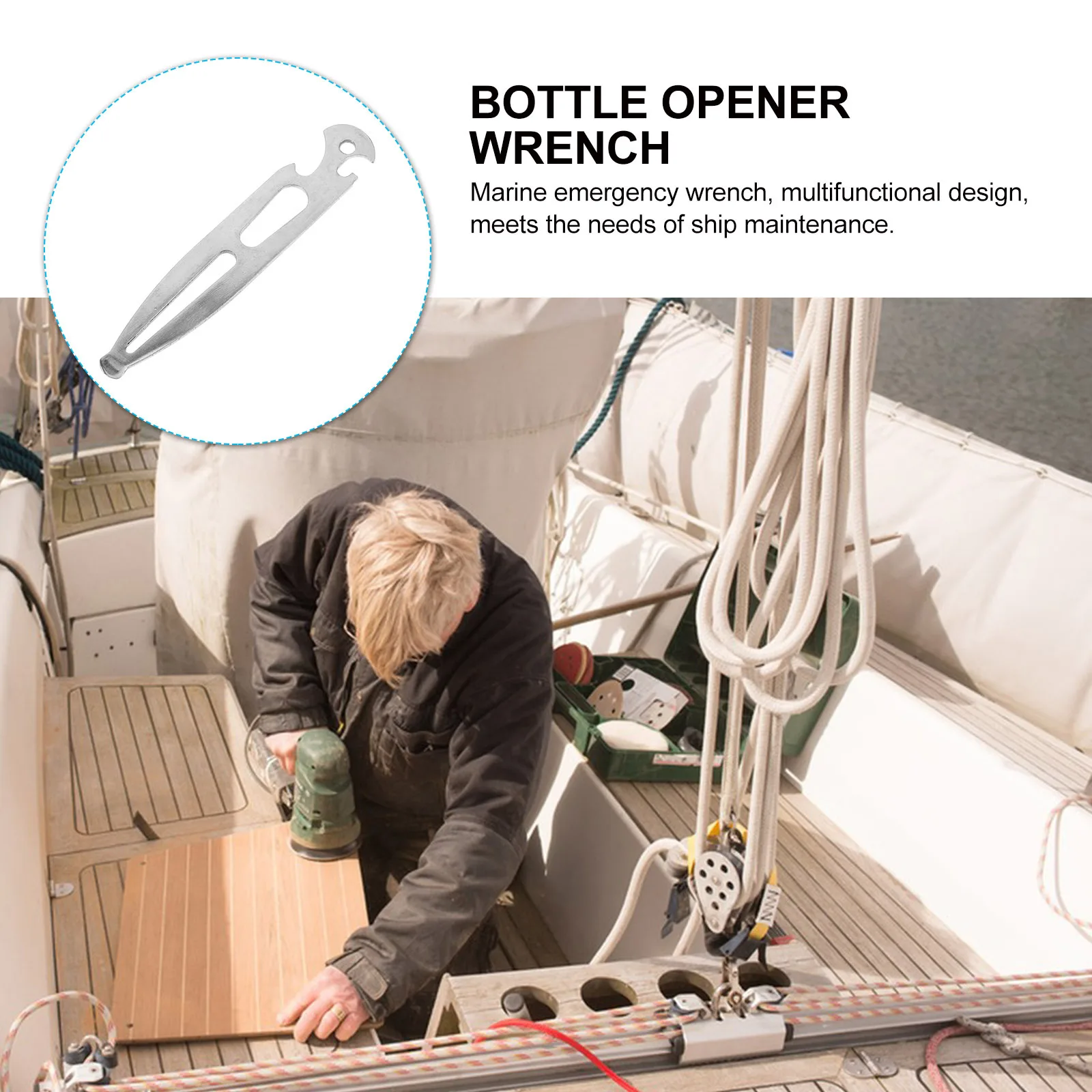

Compact Multi-Function Marine Wrench Emergency Boat Repair Tool Lightweight Marine Wrench Bottle Opener Portable