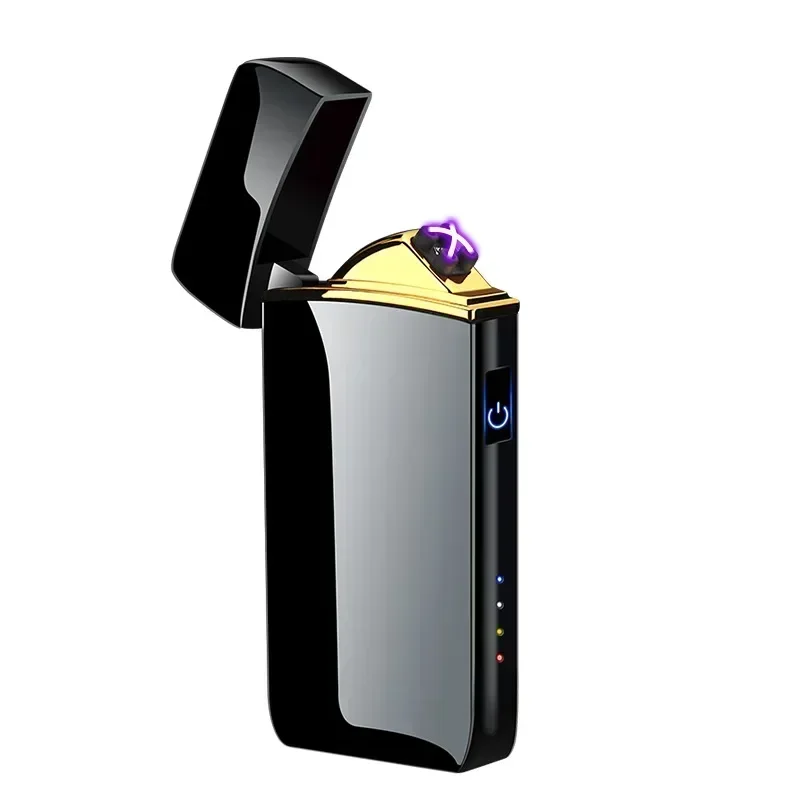 USB Lighter LED Power Display Touch Sensor Lighter Hot Electric Windproof Metal Double Arc Flameless Plasma Rechargeable Lighter