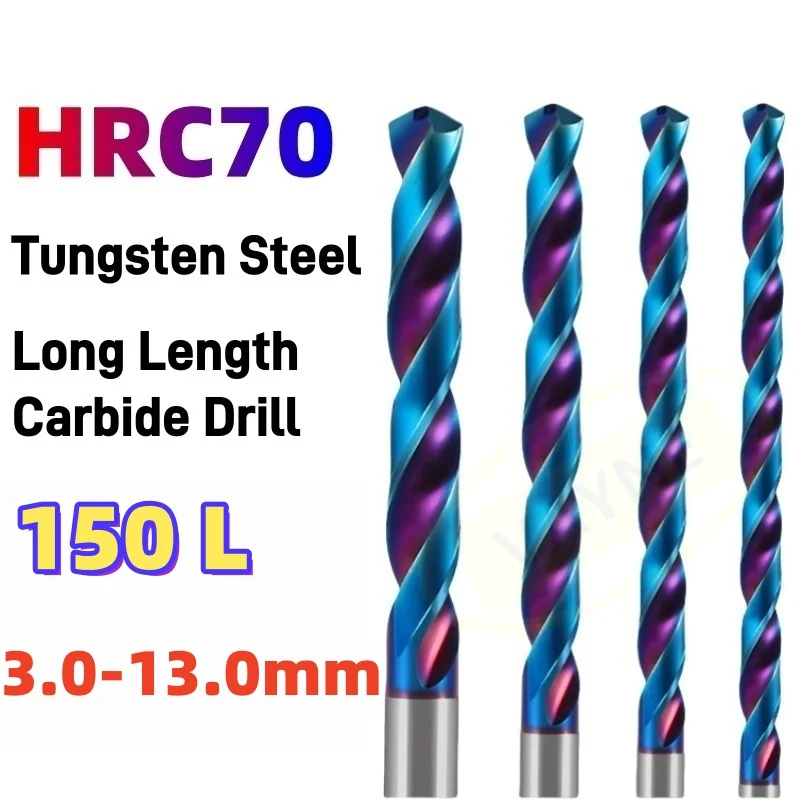 

HRC70 55 CNC Carbide Twist Drill Bit 150mm Long Length For Cast Iron Metal Aluminum Hole Machine Tool 3.0-13.0mm 1PCS