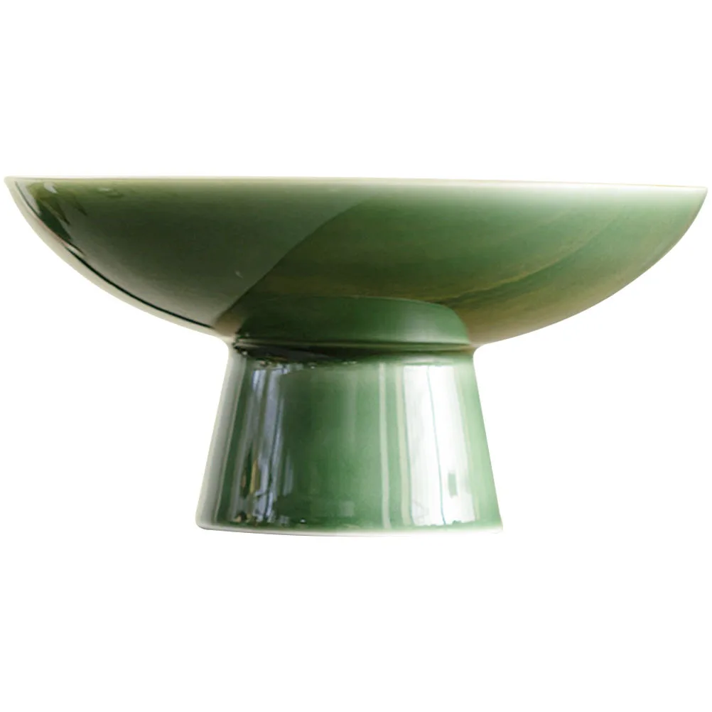 

Round Base Bowl 10.6inch Dried Fruit Plate Ceramic Dessert Plate Party Food Display Stand Decorative Fruit Tray