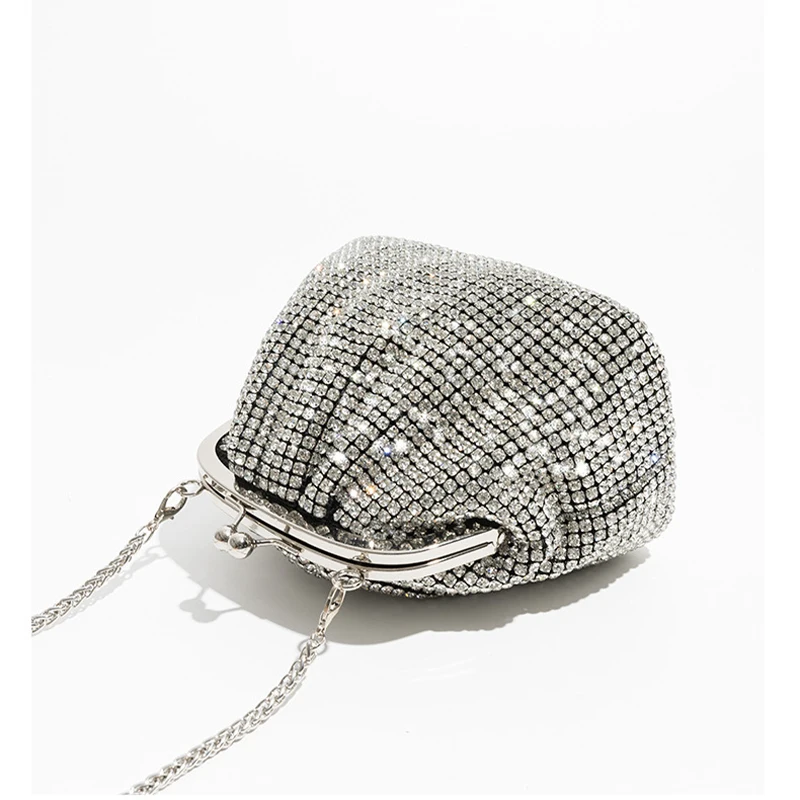 JIOMAY Party Handbag Handbags Luxury Designer Fashion Handbags for Women Shiny Rhinestone Bag Portable Elegant Silver Event Bag