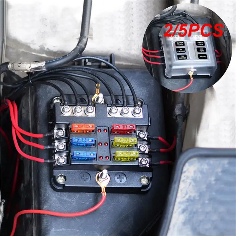 2/5PCS Car Boat  Fuse Box Holder With 12 Way Blade Fuse Holder Block & Warning Indicator  12V~24V Power Distribution Panel Board