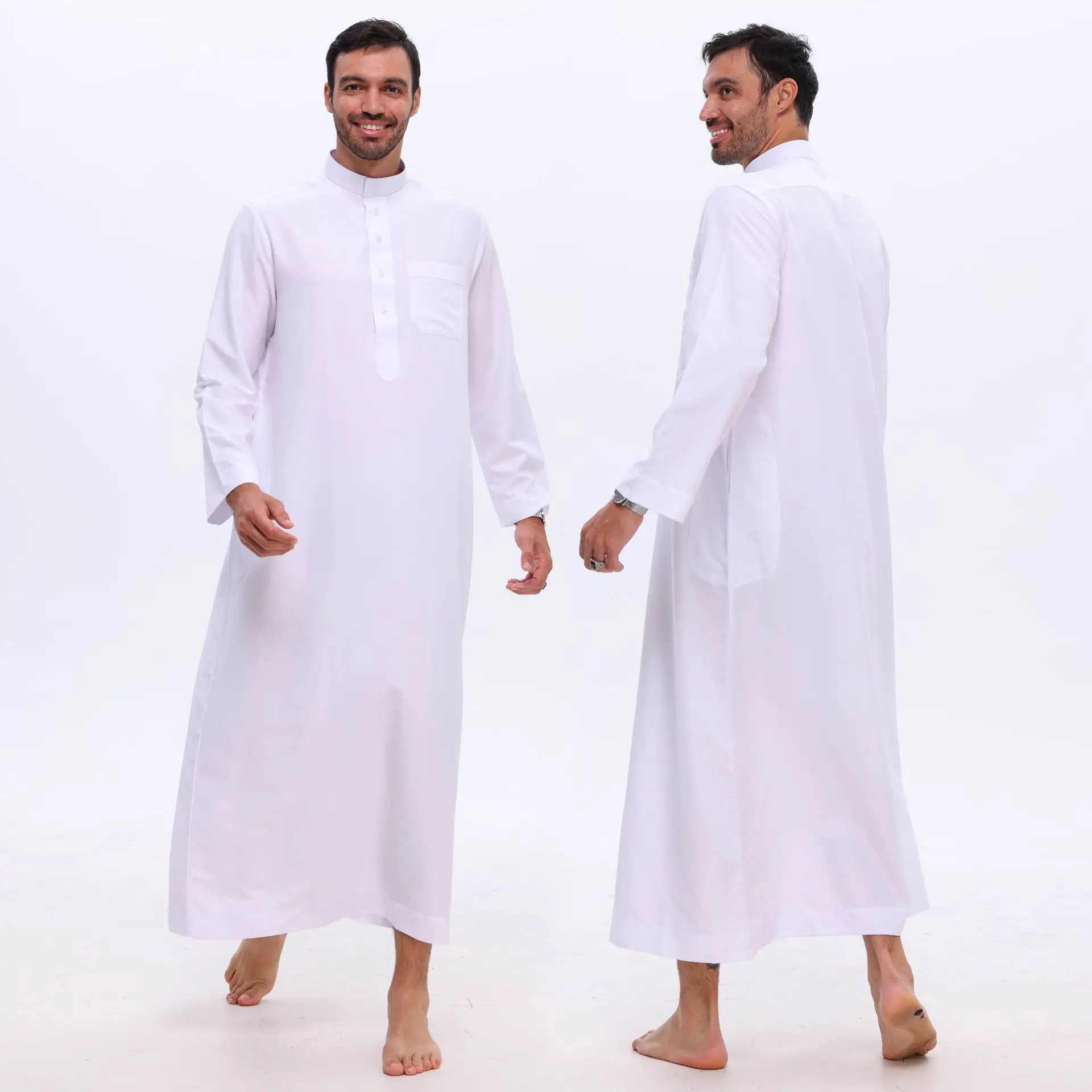 

Men Muslim Robe Middle Eastern Clothing Long Thobe Qatar Abaya Traditional Islamic Garment Ropa India Hombre Jubba Thobes Abaya