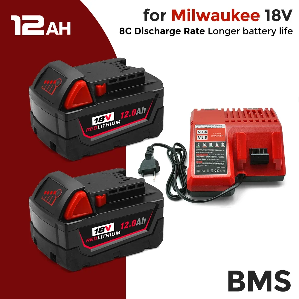 

18V 18Ah Replacement Li-ion Battery for Milwaukee Compatible with M18 M18B 48-11-1820 48-11-1850 48-11-1828 XC Power Tools