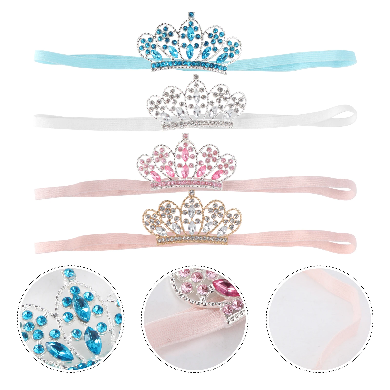 

4Pcs Crown Headb Kids Lightweight Portable Fine Workmanship Girls Birthday Party Accessories Hair Hoop Children Headdress
