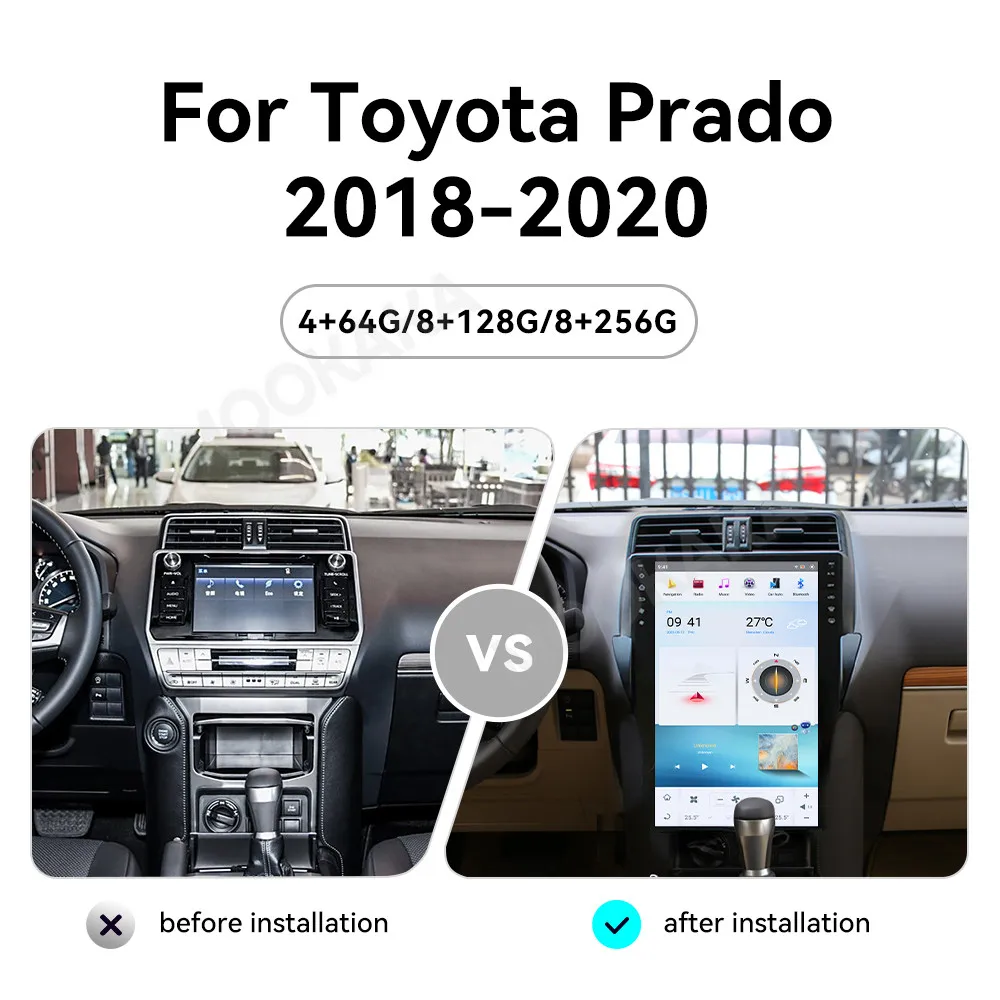 16 Inch Screen Car Radio For Toyota Prado 2018-2020 Android GPS Navigation Multimedia Video Player Stereo Receiver Head Unit