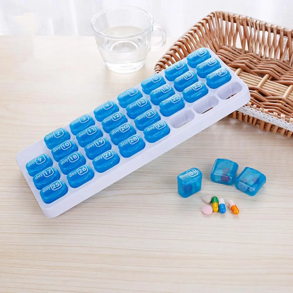 Pill Seal Box Compartment Tablets Storage Boxes Good Sealing Pillbox Dispenser 31-Grids Keyboard Pill Box Tablets Splitter Case