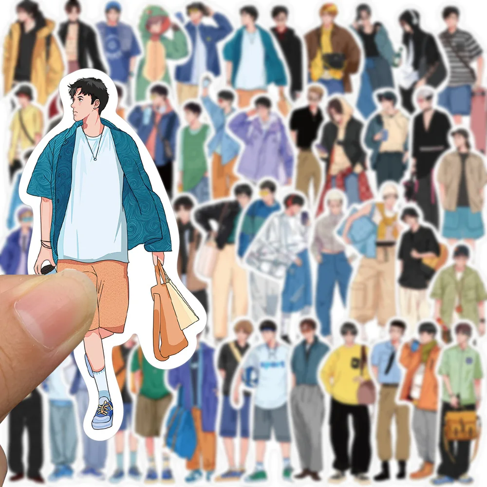 1 pack of 50pcs casual boyfriend pattern stickers Multi purpose decorative stationery notebook stickers