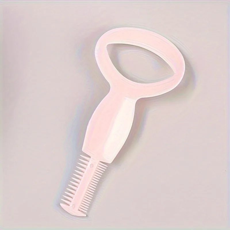 1-delige eyeliner-sjabloon en mascarabeschermer met kam - ergonomisch ontwerp voor nauwkeurig veegvrij toepassingen, lichtbeige