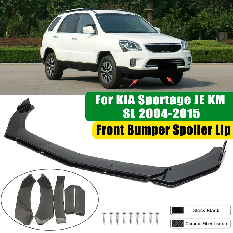 For KIA Sportage JE KM SL 2004-2015 5Pcs ABS Car Front Bumper Lip Spoiler Splitter Body Kit Canard Tuning Accessories