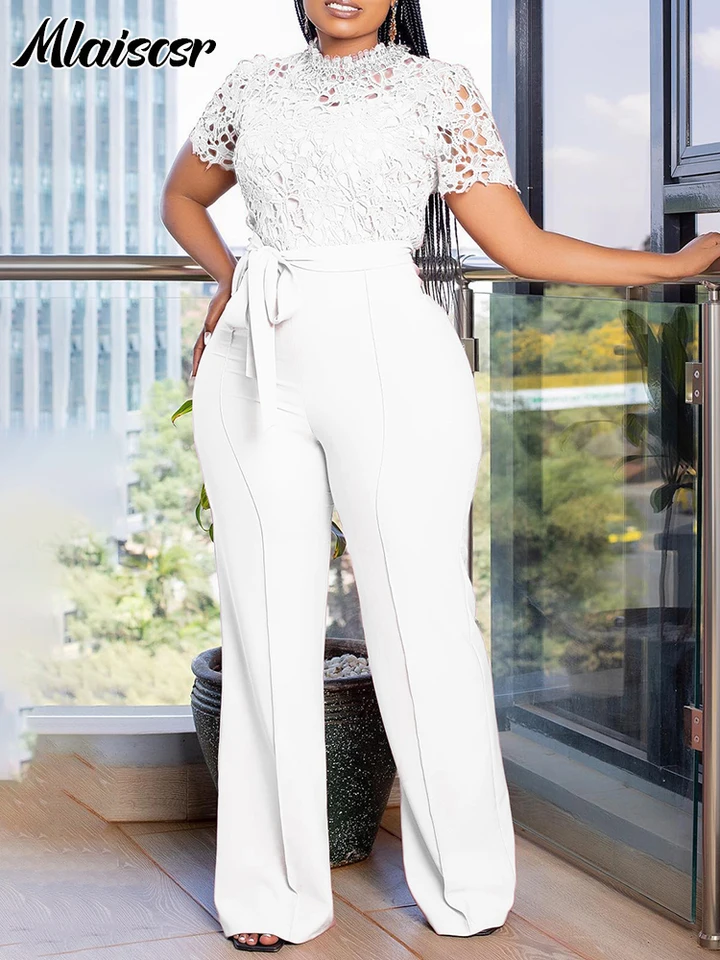 Combinaison Femme Pantalon Large Une Épaule Brillant Paillettes - Barboteuse Ample Ceinture Taille Imprimé Décontractée Élégante