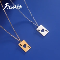 Heards Ace A Necklace Texas Poker Chain Soha Card Game Gift For Woman Men Stainless Steel Gold Color Pendant Metal Jewelry