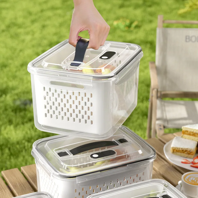 

Modern and Simple Outdoor Portable Solid Color Picnic Box Outdoor Fruit and Vegetable Storage Box That Can Be Drained