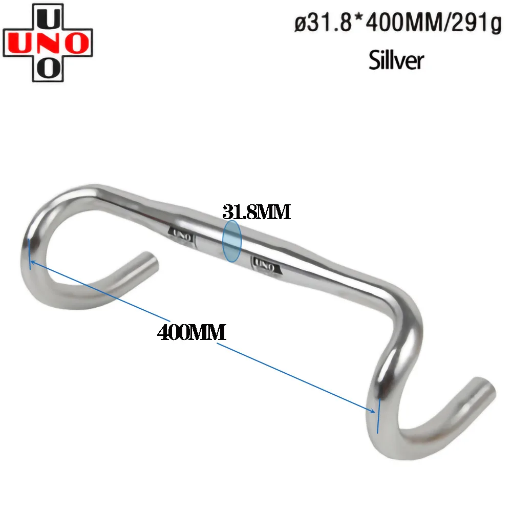 UNO CR12 Racing Bike Handle Bent Bar Ultralight Road Bicycle Handlebar 31.8mm 380/400/420/440mm Bicycle Part  Silver