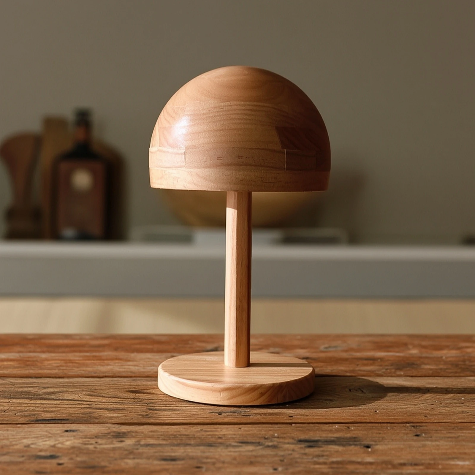 Hat Display Stand with Round Base Wooden Hat Display Stand Compact Stable for Retailers, Boutique, Closet