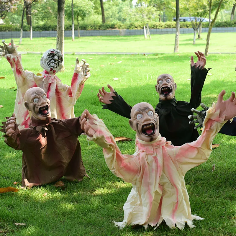 

The new Halloween voice-activated luminous sound, large-scale floor insertion, rocking ghost decoration, scary scene arrangement