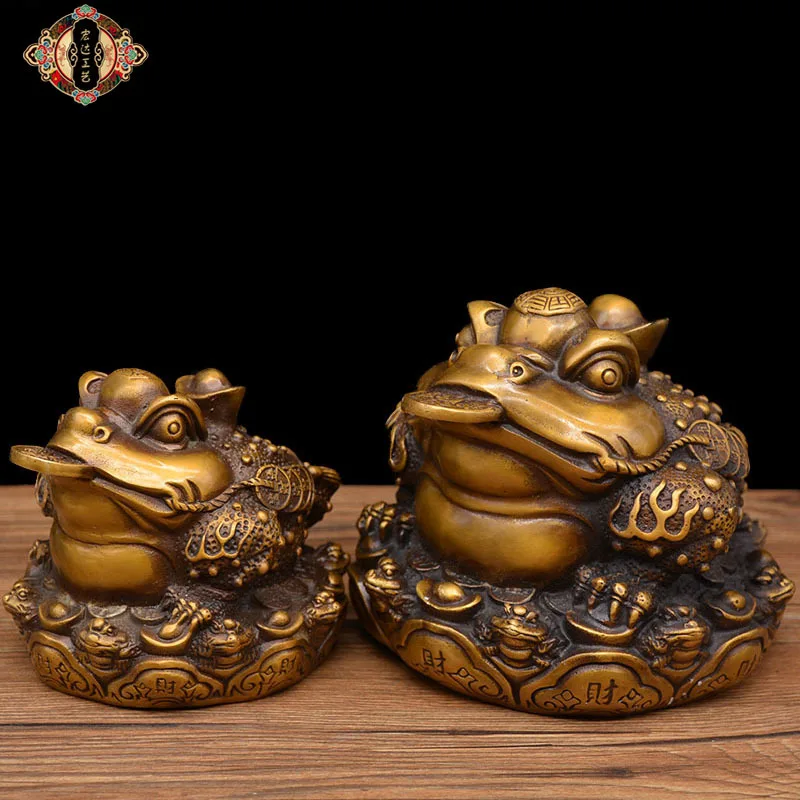 Brass Golden Toad Triangular Toad Craft Ornament (available in various sizes)