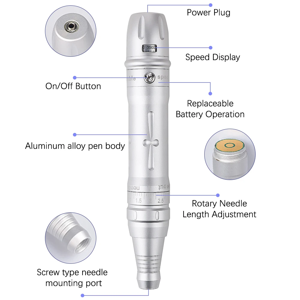 Complete permanente wenkbrauwmake-upmachinekit - Microblading tattoo-pen tattoo-pen met 20 stuks tattoo-naalden tattoo-benodigdheden