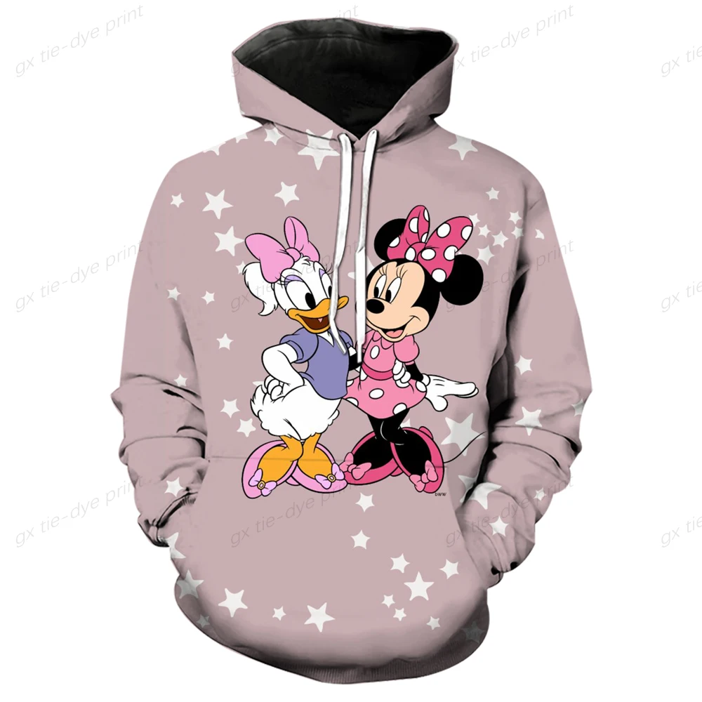 Mickey Mouse Print Hoodies Women Vintage Autumn Loose Hooded Shirt Grunge Street Sweatshirt Y2k Clothes Oversize Pullovers