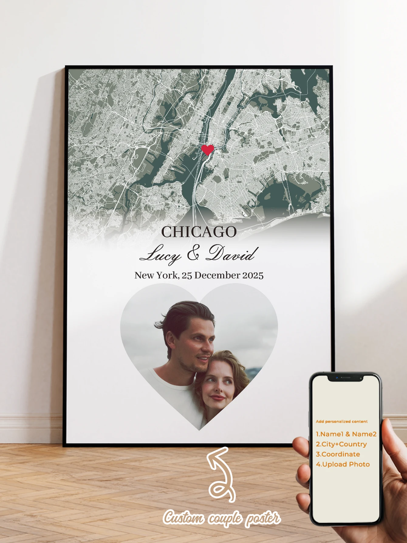 

1 Pcs Couple Love Map Customization Wall Art Prints Canvas Painting Poster Picture For Living Bed Room Home Decor Gift