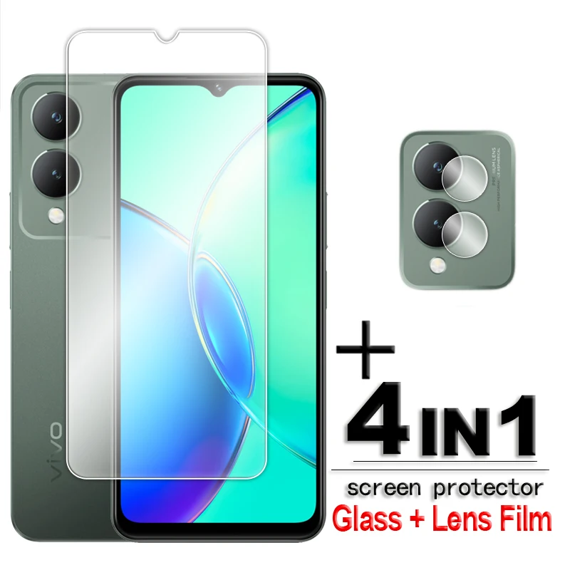 For Vivo Y17s 4G Glass For Vivo Y17s Tempered Glass 6.56 inch Transparent Full Glue HD Screen Protector For Vivo Y17s Lens Flim