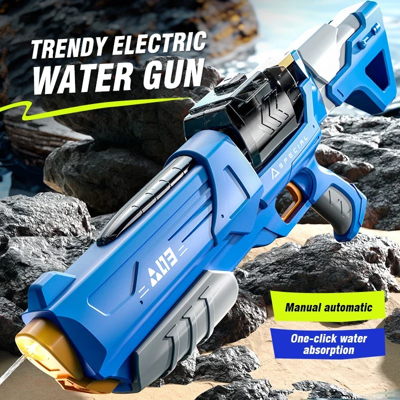 Pistola de agua automática eléctrica, juguete de alta capacidad, pistola de agua súper remojo de largo alcance para adultos y niños, juego al aire libre, juguetes, regalos