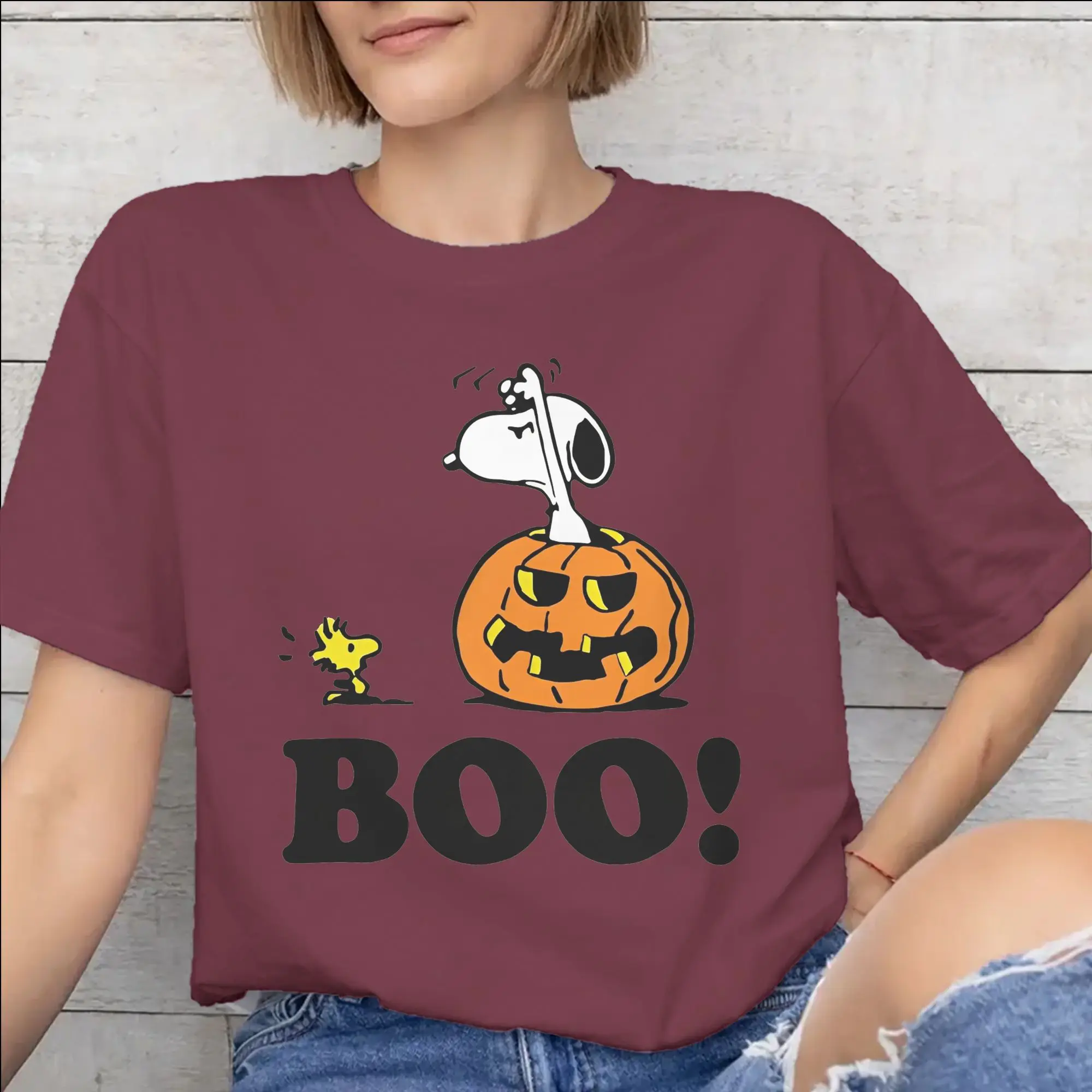 snoopyes halloween pumpkin Trick or treat Merch Men Women T Shirt Pure Cotton Tee Graphic Print  Tops T-shirt