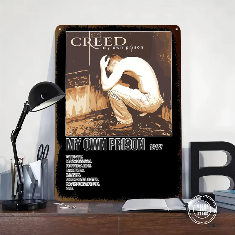 Creed My Own Prison Album Cover 3D Printed Texture Poster Personalized Wall Art Retro Metal Tin Signs for Office Decor Room Home