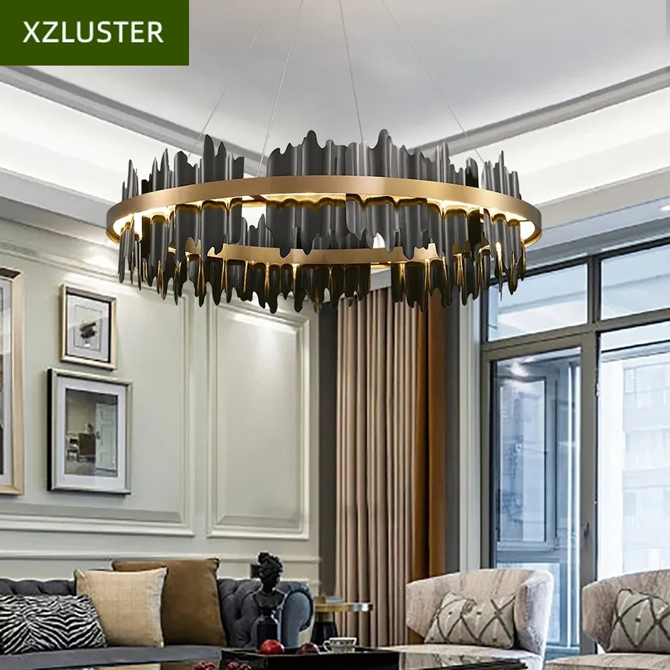 Modern Chandeliers For Living Room Circle Pendant Lamp Luxury Home Decor Light Fixtures Dining Room Bedroom LED Dimmable