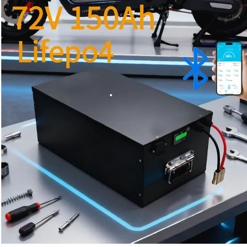 72V 150Ah LiFePO4 Battery Deep Cycle Lithium Iron Phosphate Battery Built-in BMS 4000+ Cycles Rechargeable for Electric Scooter