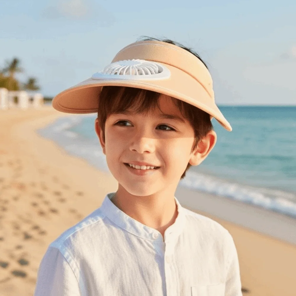 Portable Rechargeable Fan Hat Adjustable Long-lasting Empty Top Fan Hat Candy Color Breathable Wide Brim Sunscreen Cap Summer
