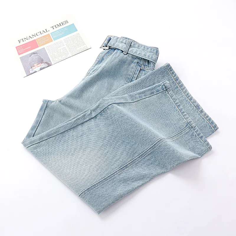 Pantaloni da donna jeans dritti in canapa Pantaloni casual leggeri con taglio stereo 2025 Autunno Nuovo stile