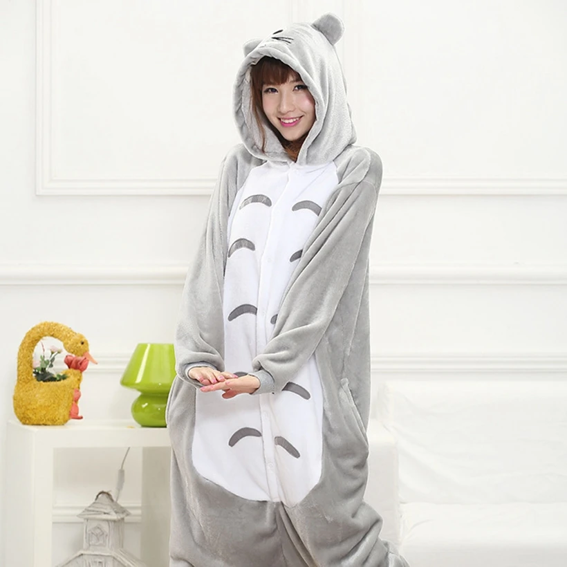 Totoro Onesies lindo Animal de dibujos animados Onesie mujeres hombres niñas niños pijamas zapatilla divertido traje de fiesta invierno hogar