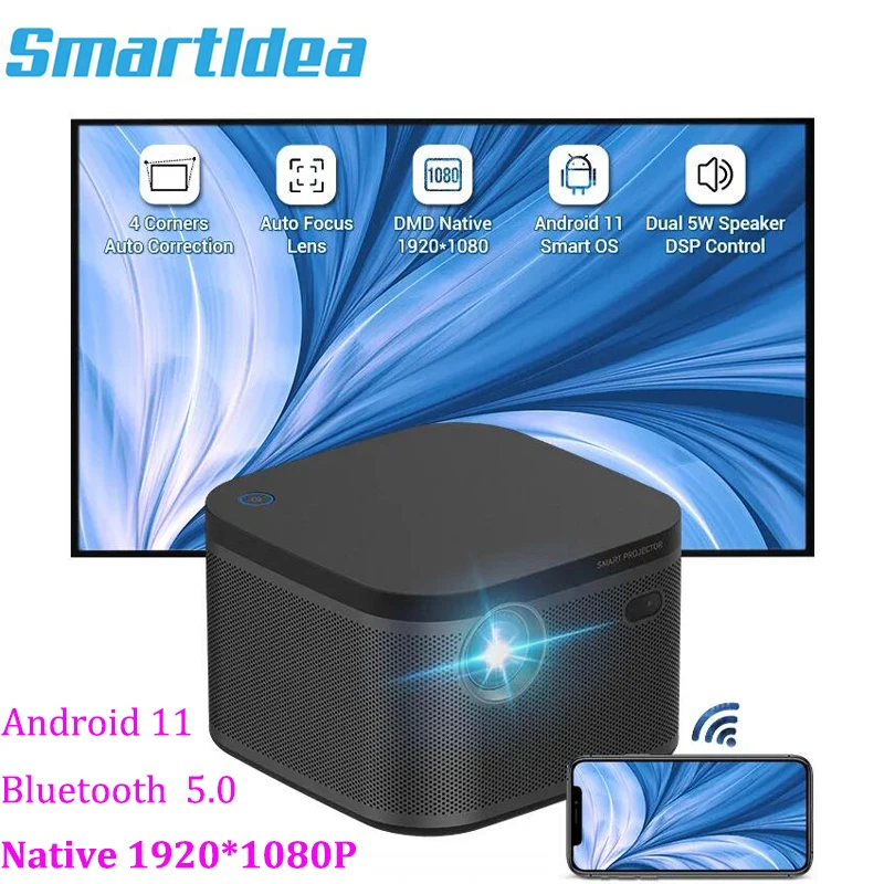 

Проектор Smartldea UHD 4K 1080P 2000 Ansi Android 11 ОЗУ 2 Гб ПЗУ 32 Гб Bluetooth 5,0 DLP домашний кинотеатр видеоигра проектор