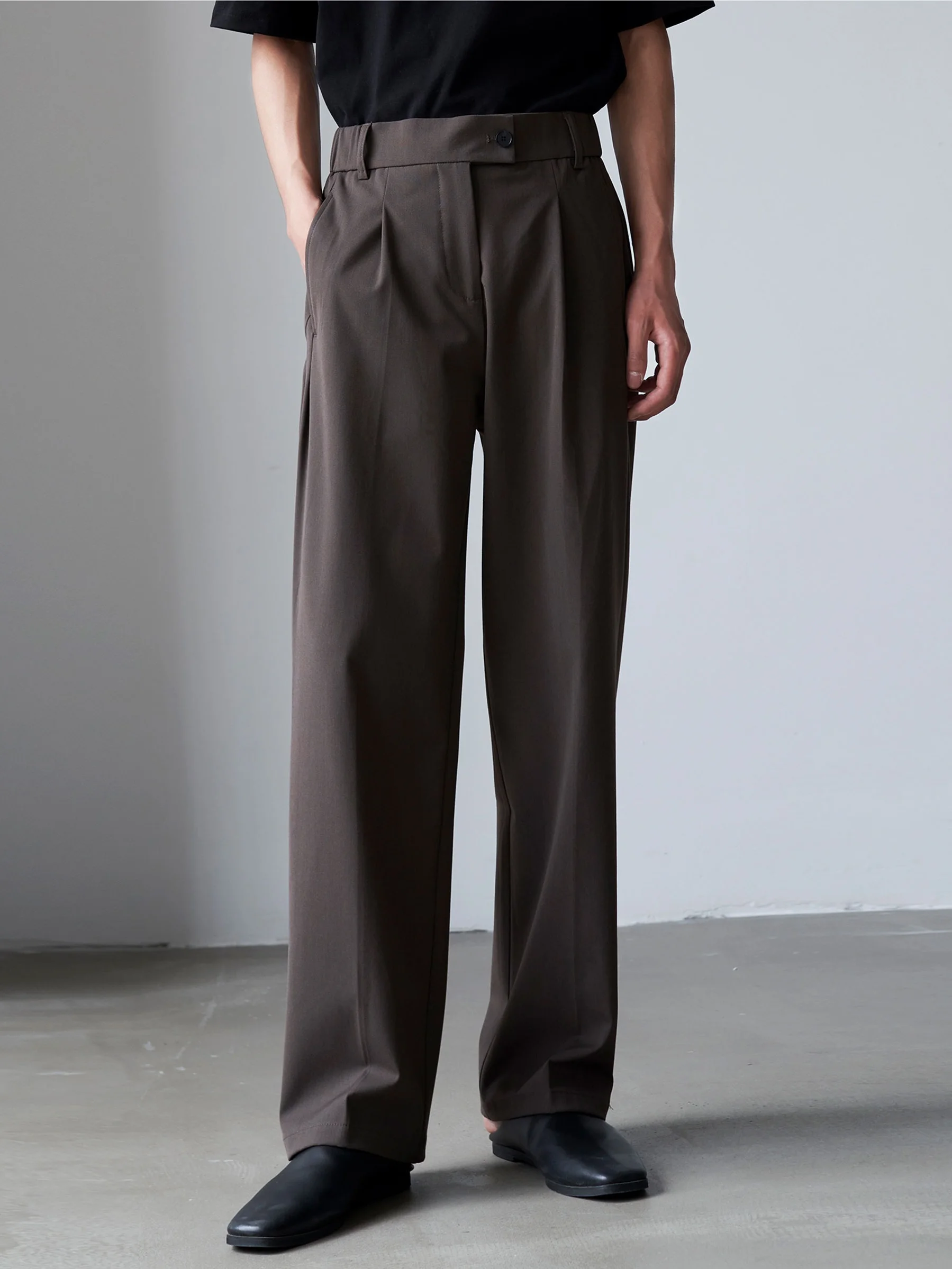 

Classic Casual Loose Iron-Free Straight Leg Pants Korean Version Wide Leg Dra West Pants Cool Sle Pure Color Youth Trend