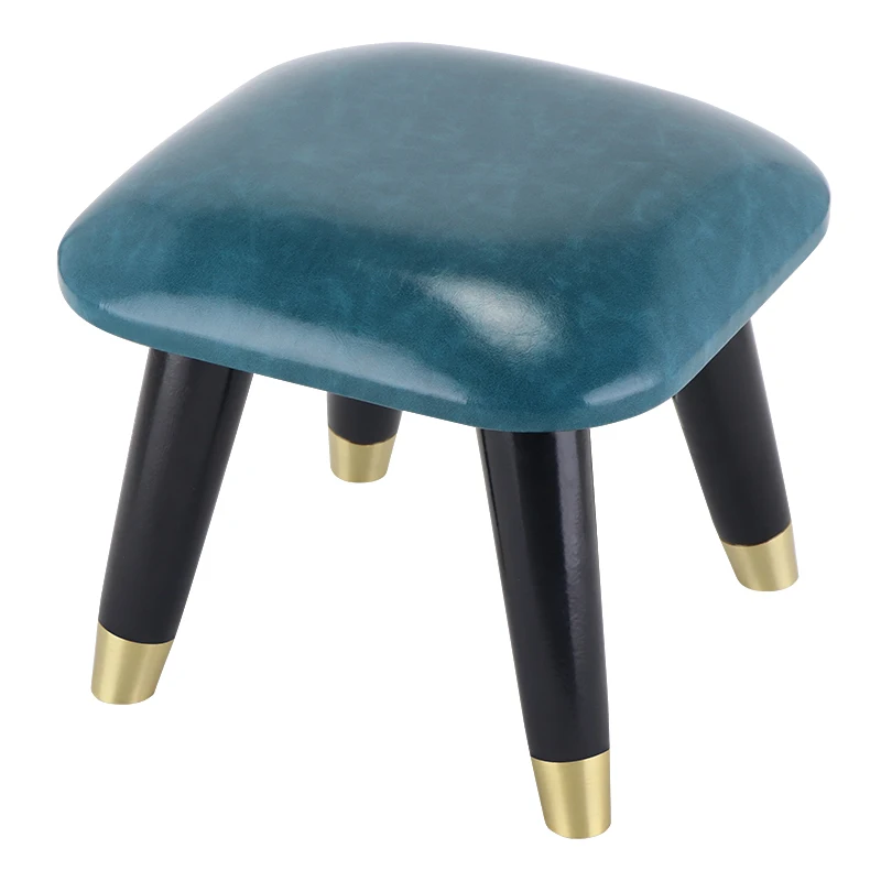 Creative Leather Small Stool Adult Household Stool Solid Wood Square Stool Children's Shoe Stool Low Stool