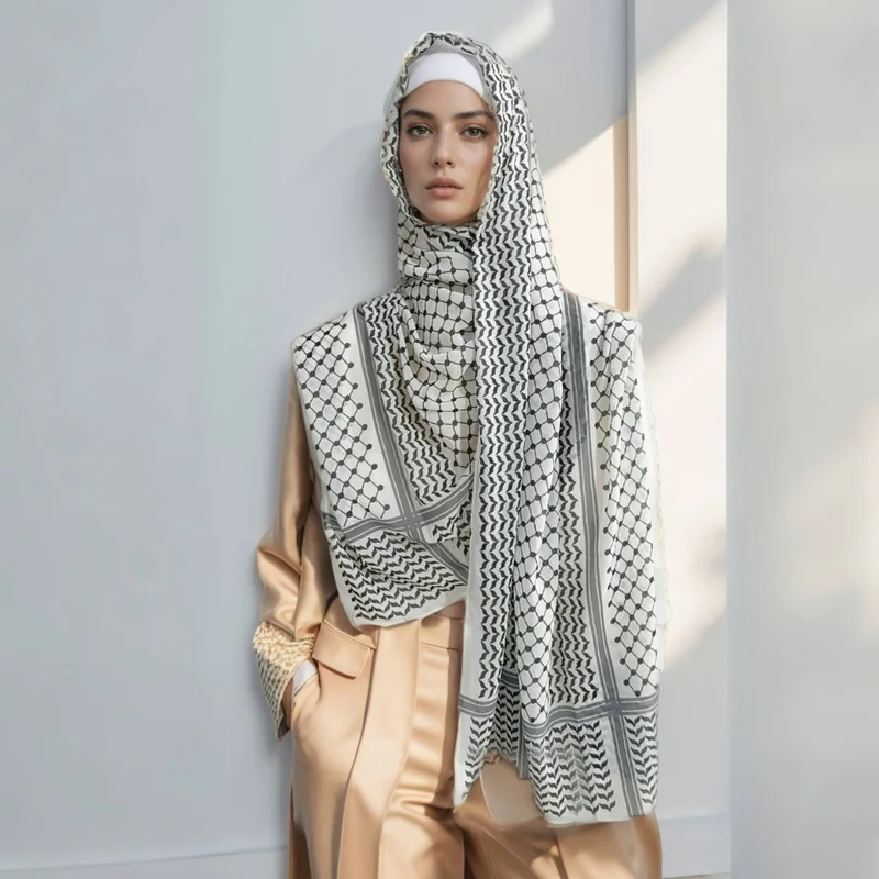 Bufanda de Chifón con estampado para mujer, Hijab musulmán de estilo geométrico, suave, a la moda, novedad