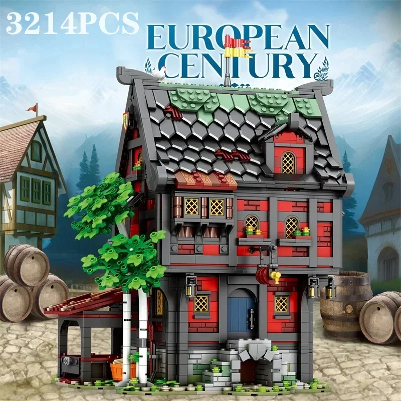 

3214PCS Crusader Inn Building Blocks European City View Hotel Building MOC Model Bricks Desktop Decoraiton Kids DIY Toys Gifts