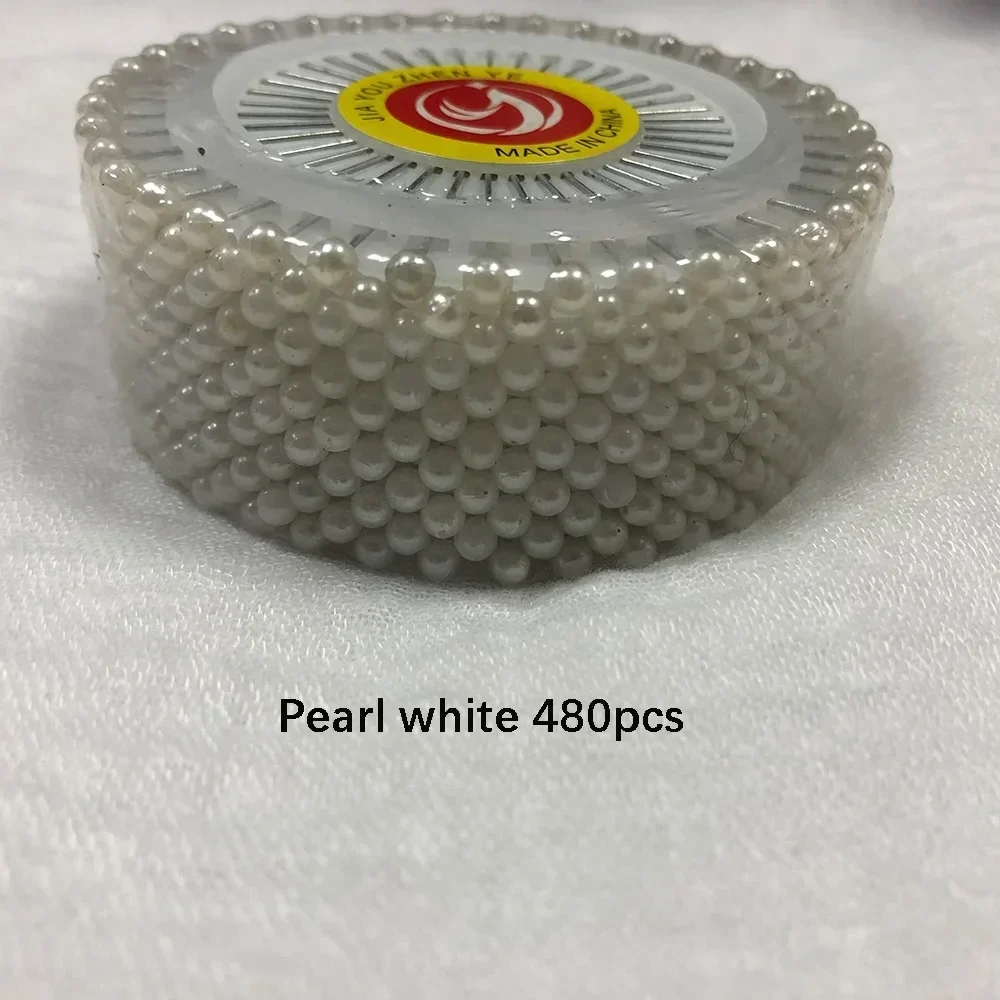 480pcs Women Hijab Scarf Brooch Pins Accessories Pearl White Colorful Mix Colors Scarf Needles