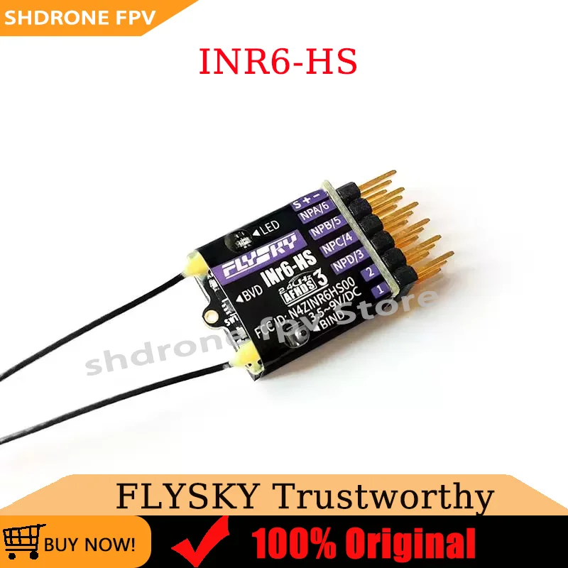 FLYSKY INR6-HS 2.4GHz 6CH Mini Receivers AFHDS 3 Dual Antennas PWM PPM I-bus S.bus  for Remote Control Car  Drone Model