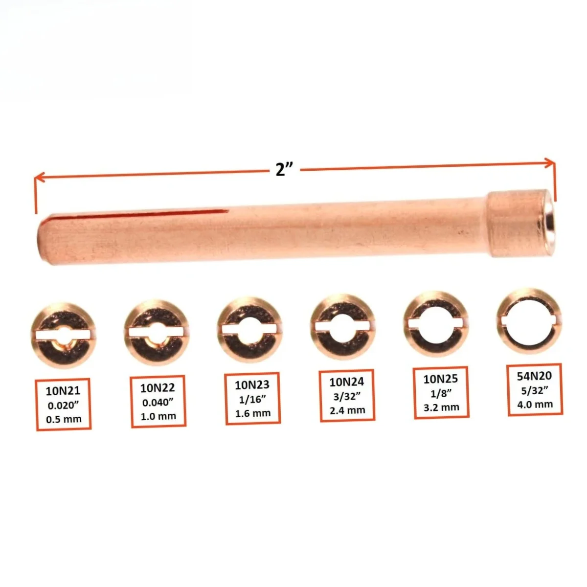 Collet 10N21 10N22 10N23 10N24 10N25 54N20 0.5mm /1.0mm /1.6mm /2.4mm /3.2mm /4.0mm fit TIG Welding Torch SR/WP-17 WP-18 WP-26