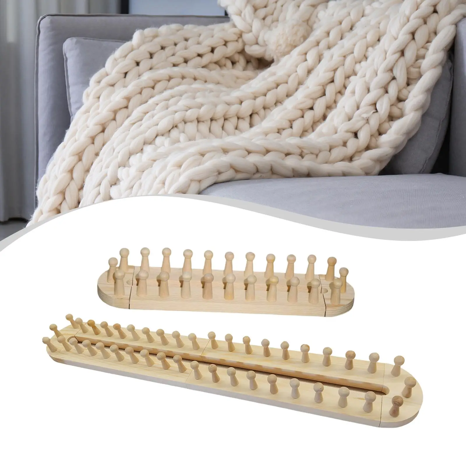 

Hand Knitting Wooden Loom Blanket Loom Beginner Friendly Household for DIY Throw Blankets Scarves for Relax DIY Crafting