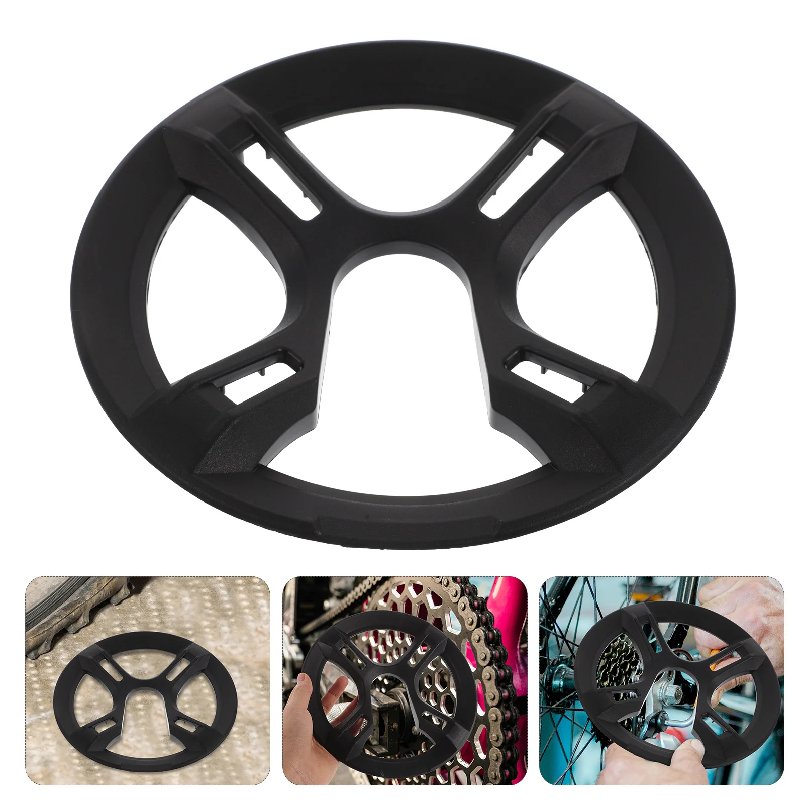 

4Pcs Bike Sprocket Cover 4-Hole Black Square Screws Chain Guard Mountain Road Bicycles Thickened Design Protection