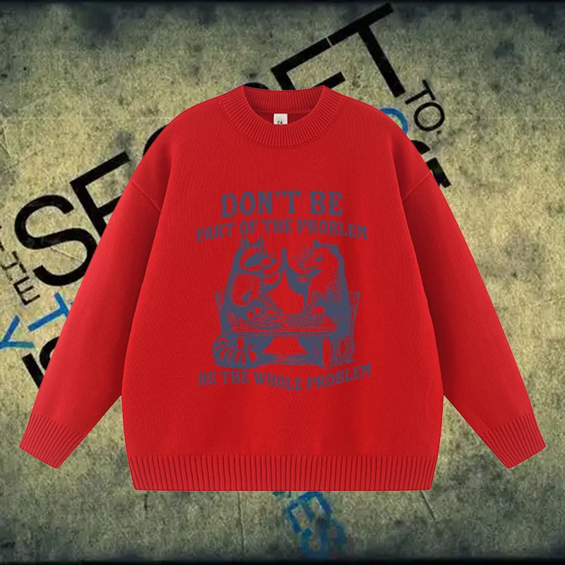 

Vintage Gothic Long Sleeve Loose Harajuku Knit Sweater Punk Creative Cartoon Pattern Printing Pullover Y2K Streetwear Casual Top